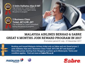 Malaysia Airlines Berhad & Sabre Great 6 Months Join Reward Program 2017