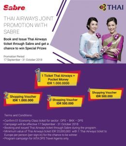 Thai Airways and Sabre Join Promotion (DPS Only)